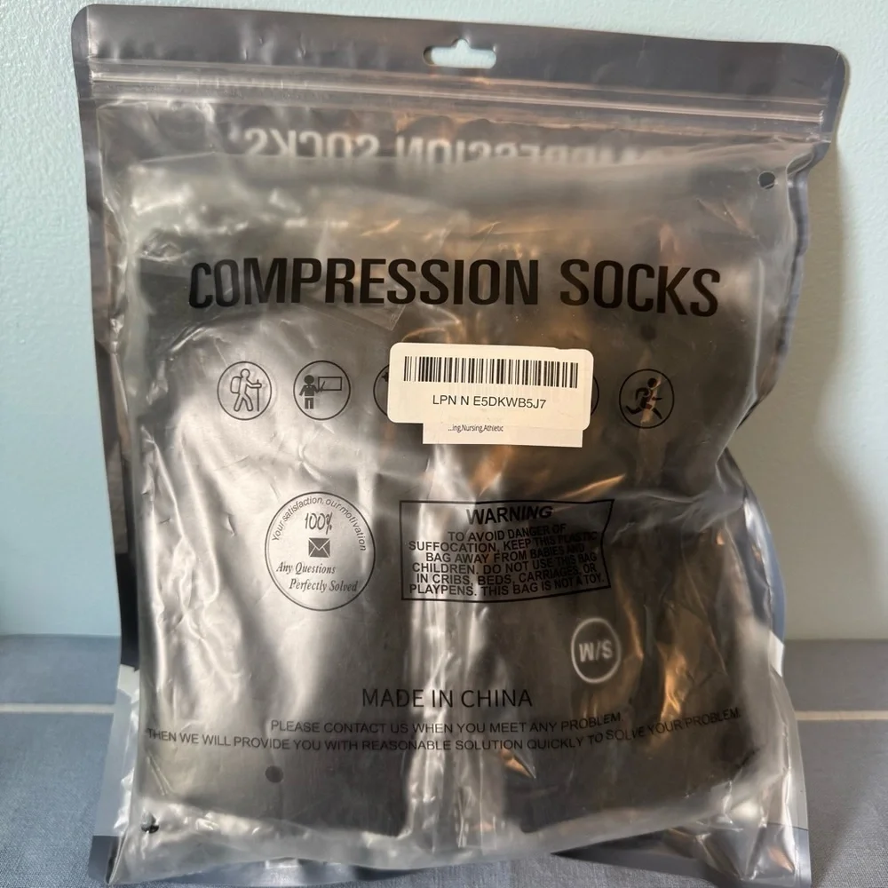 Cooper Compression Socks Women’s or Men’s 6 Pair Black Knee-High Socks S/M